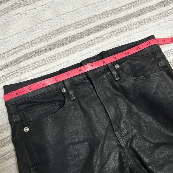 Good American Coated Black Slim Straight Jeans High Rise Pants 24 Night Out - Picture 8 of 15
